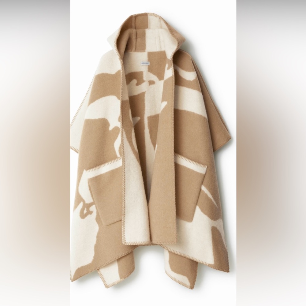 Burberry Catherine EKD Wool Hooded Cape with Pockets